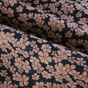 Cork Fabric - Black Floral - 0.5m piece
