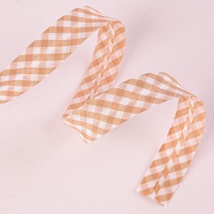 Bias Binding - 18mm Gingham Beige- 25m roll