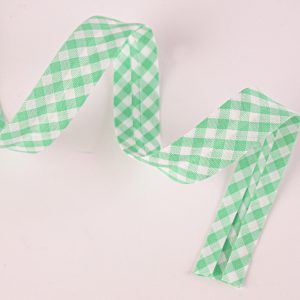 Bias Binding - 18mm Gingham Light Green Verde- 25m roll