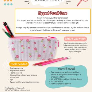 My First Sewing Project - Zipped Pencil Case - Paper copy