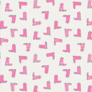 20% off Art Gallery Fabrics: Rain or Shine Wellington Boots Pink