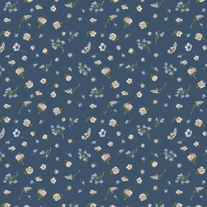 Camelot Fabrics - Tea and Poetry Collection - Navy Floral