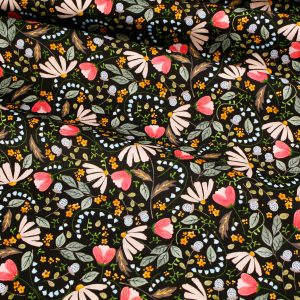 Blank Quilting Fabrics Nature's Symphony - Wild Flowers on Black