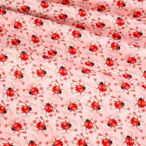 Blank Quilting Fabrics Nature's Symphony - Ladybirds on Pale Pink