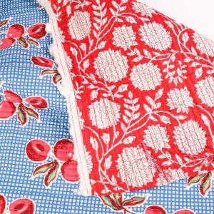 Exclusive Quilted Indian Block Print Cotton - Cherry Check