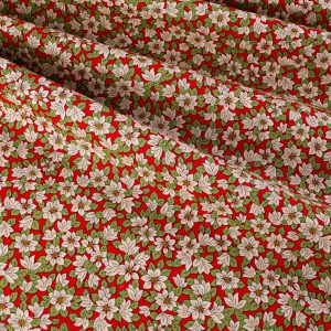 Liberty Fabrics - Festive Greetings Peaceful Poinsettias