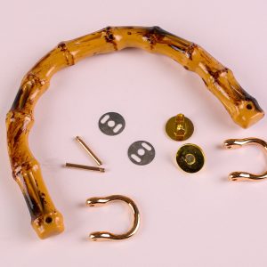 Bamboo effect bag handle with magnetic snap