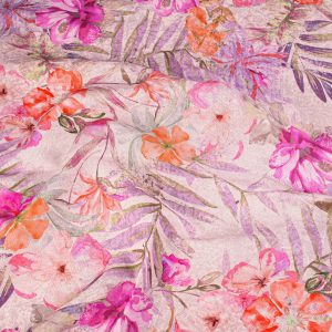 EOB Pastel Tropical Flowers Linen Mix - 85cm piece