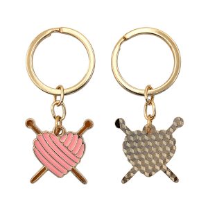 Metal Key Ring - Knitting Heart