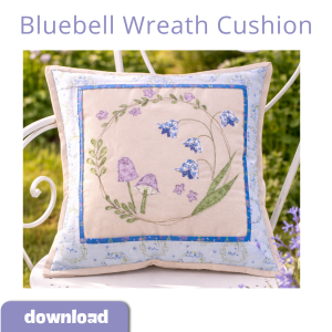Bluebell Wreath Cushion Cover Applique Sewing Pattern - PDF Download