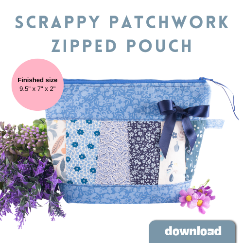 Debbie Shore Scrappy Patchwork Pouch Instructions – Digital Download