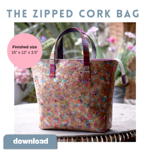 Debbie Shore Zipped Cork Bag Instructions – Digital Download