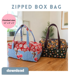 Zipped Box Bag Sewing Instructions: Lined and Quilted Versions - Download