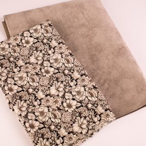 Perfect Pairs! 2 x Fat Quarter Pack -Mink Faux Leather and Floral Print