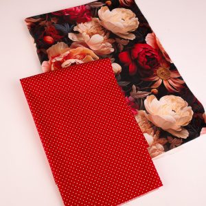 Perfect Pairs! 2 x Fat Quarter Pack - Floral Velvet and Red Pinspot