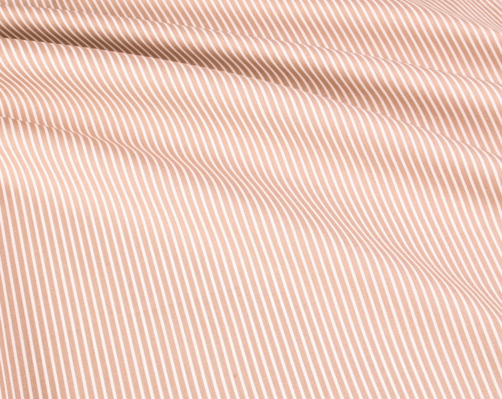 Candy Stripe Cotton Poplin - Beige