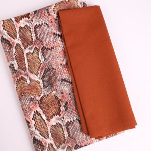 Perfect Pairs! 2 x Fat Quarter Pack - Pink Snake Laminate plus Tan Cotton