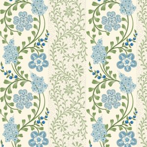 Cloud 9 Fabrics Organic Cotton - Summer Garden Blooming Heirlooms Blue