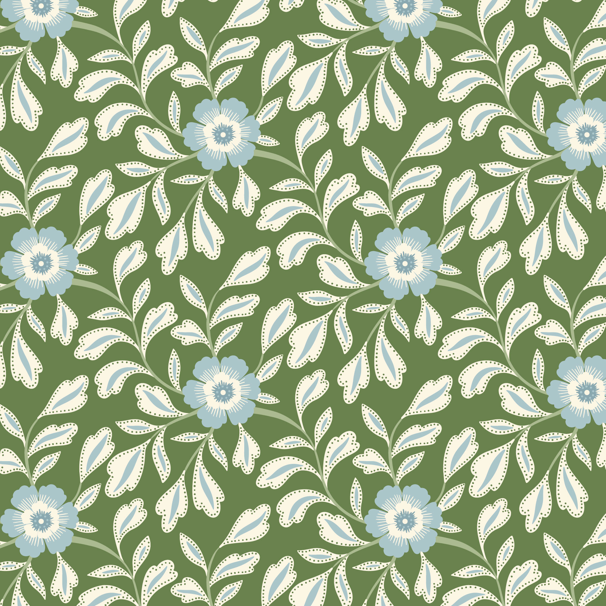 Cloud 9 Fabrics Organic Cotton - Summer Garden Whispers Green