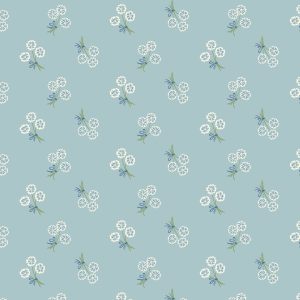 Cloud 9 Fabrics Organic Cotton - Summer Garden Whimsy Keepsake Blue