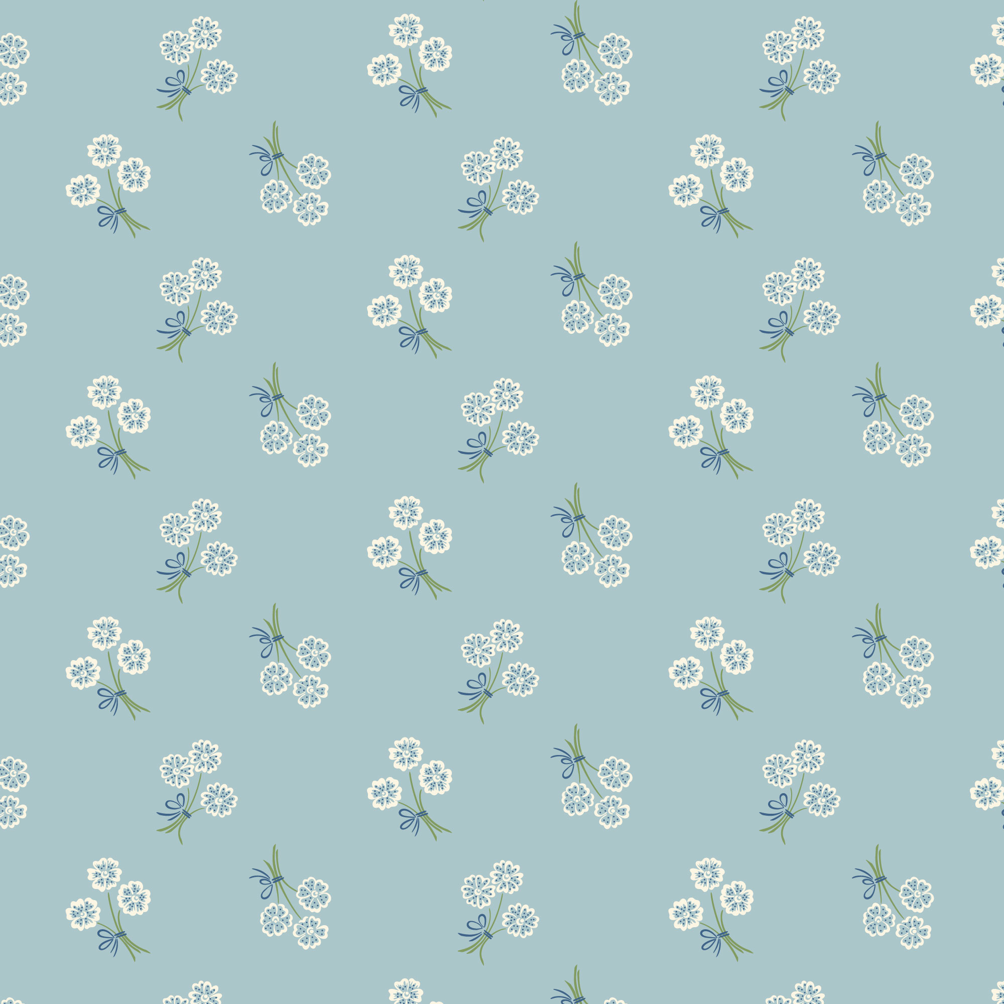 Cloud 9 Fabrics Organic Cotton - Summer Garden Whimsy Keepsake Blue