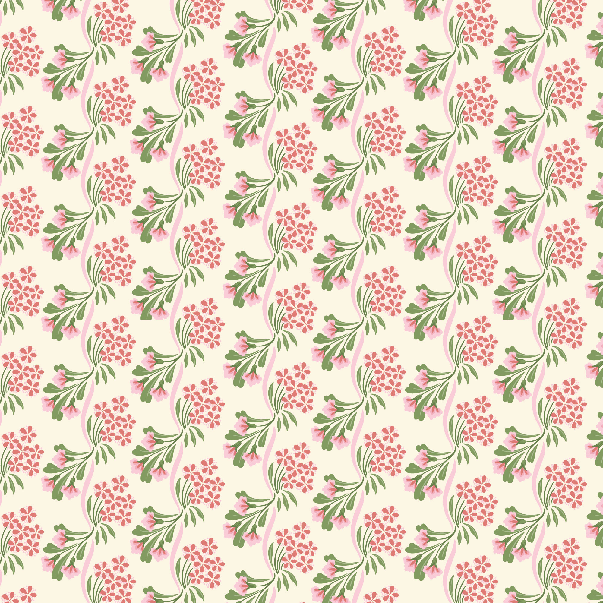 Cloud 9 Fabrics Organic Cotton - Summer Garden Heritage Garden Red