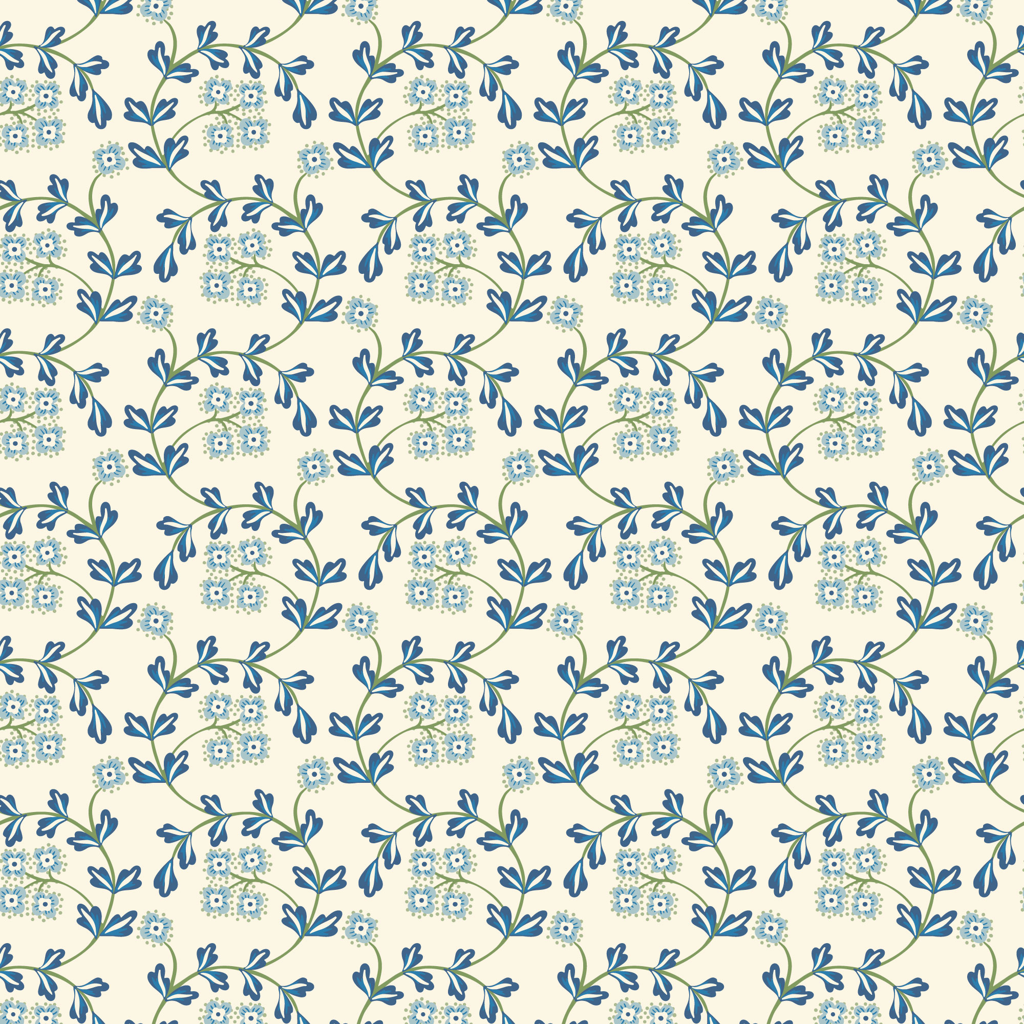 Cloud 9 Fabrics Organic Cotton - Summer Garden Flowering Lace Blue