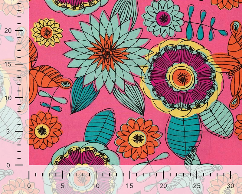 Viscose Abstract Floral - Pink - Image 2