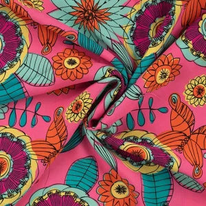 Viscose Abstract Floral - Pink