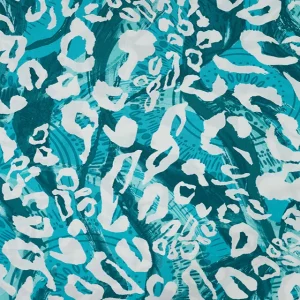 Viscose Poplin Leopard Print - Teal