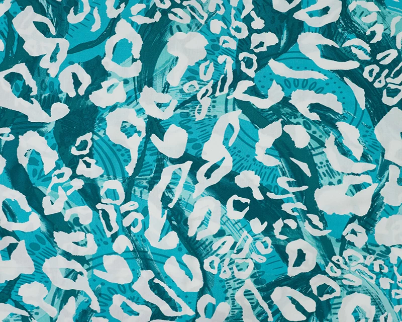 Viscose Poplin Leopard Print - Teal