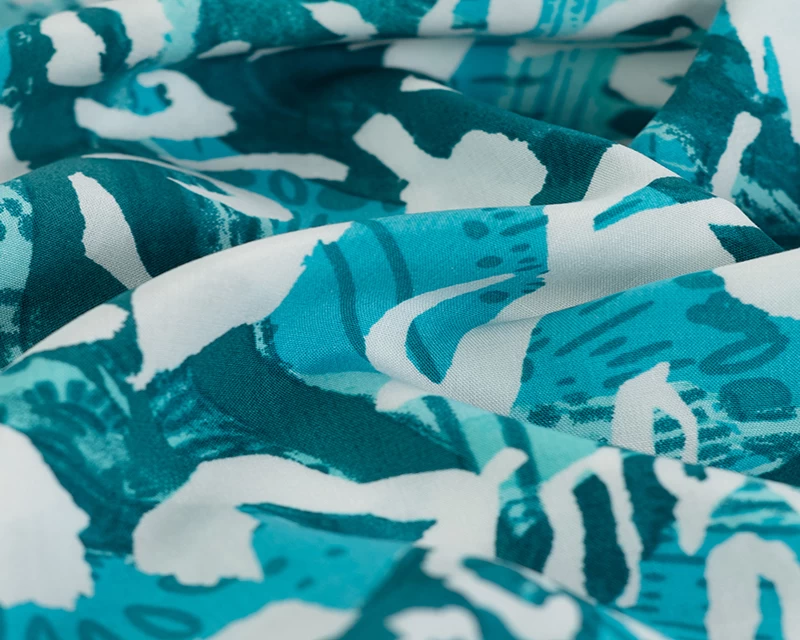 Viscose Poplin Leopard Print - Teal - Image 2