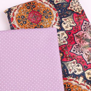 Perfect Pairs! 2 x Fat Quarter Pack - Canvas Ruby Mandala plus Lilac Pinspot