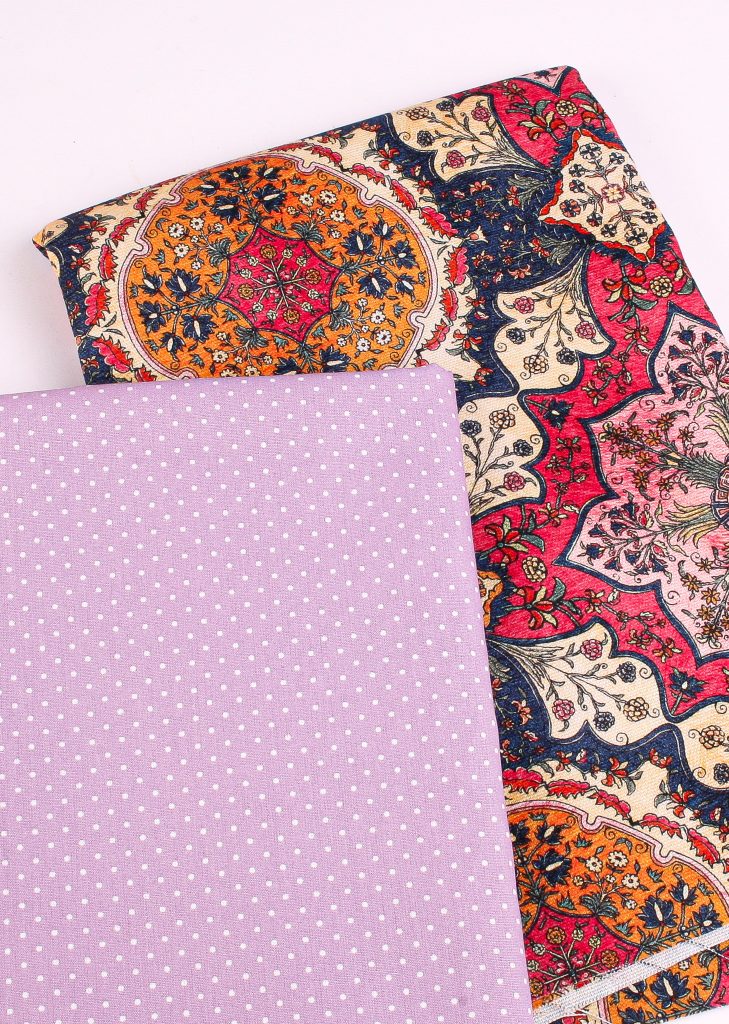 Perfect Pairs! 2 x Fat Quarter Pack - Canvas Ruby Mandala plus Lilac Pinspot