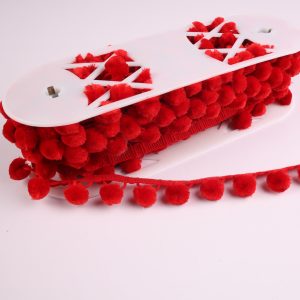10m Red 0.5" Pom Pom Trim