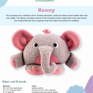 The Chumleys! - Kenny the Elephant Bean  - Paper Pattern and Instructions