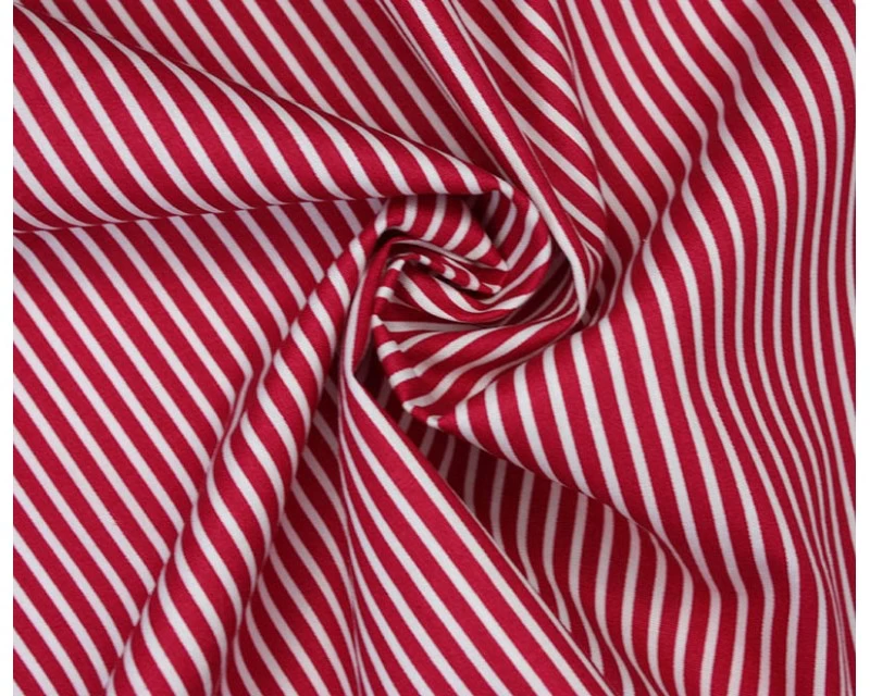 Cherry Red Stripe Cotton poplin