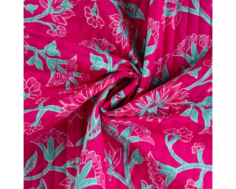 Quilted Fabric - Floral Pink - Image 2