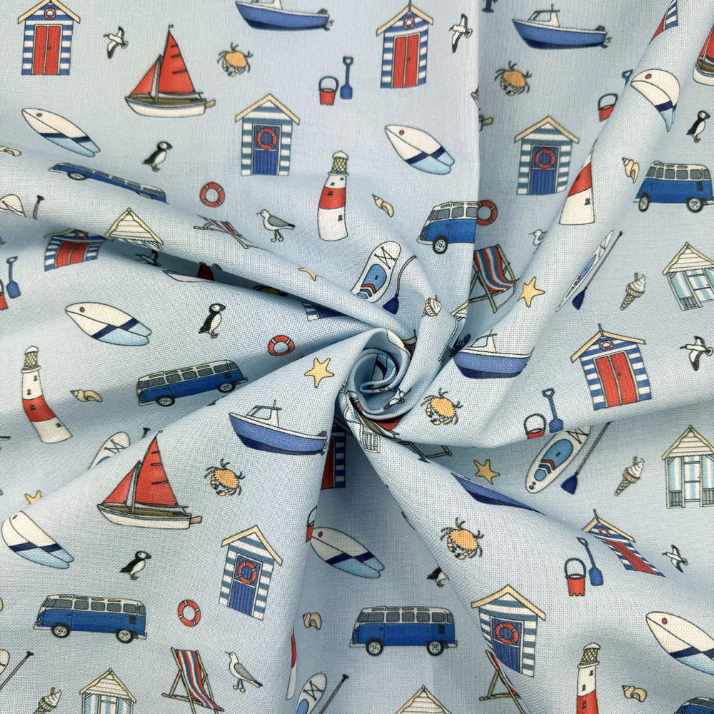 Cotton Panama - Seaside Stories Blue - Image 2