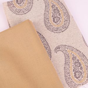 Perfect Pairs! 2 x Fat Quarter Pack - Paisley Mustard Canvas with Caramel Cotton