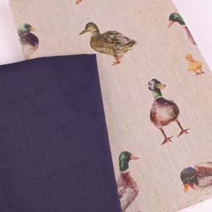Perfect Pairs! 2 x Fat Quarter Pack - Duck Canvas with Navy Cotton