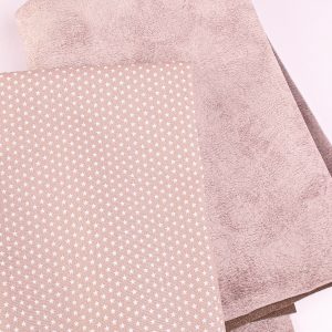 Perfect Pairs! 2 x Fat Quarter Pack - Mink Faux Suede with Beige Star Poplin