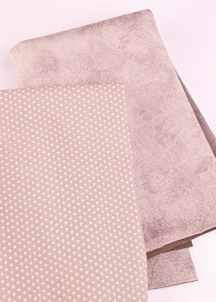 Perfect Pairs! 2 x Fat Quarter Pack - Mink Faux Suede with Beige Star Poplin