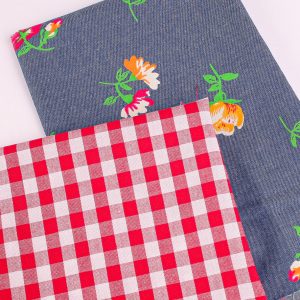Perfect Pairs! 2 x Fat Quarter Pack - Denim Floral Chambray plus Red Gingham