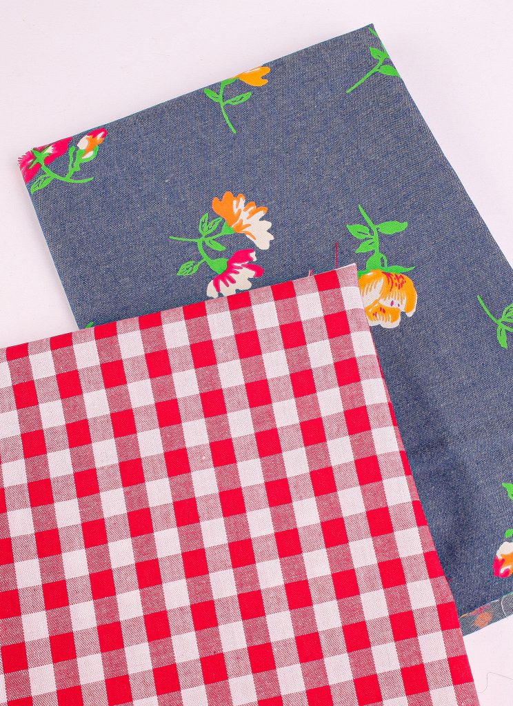 Perfect Pairs! 2 x Fat Quarter Pack - Denim Floral Chambray plus Red Gingham