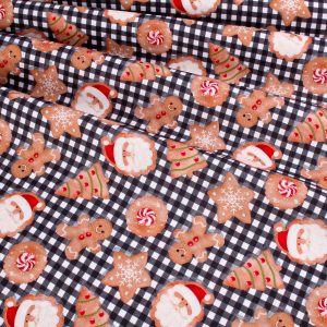 3 Wishes Fabrics - Very Merry Gingerbread Christmas Cookie Check