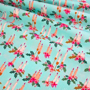 Art Gallery Fabrics - Christmas in Colour: Candles Aqua