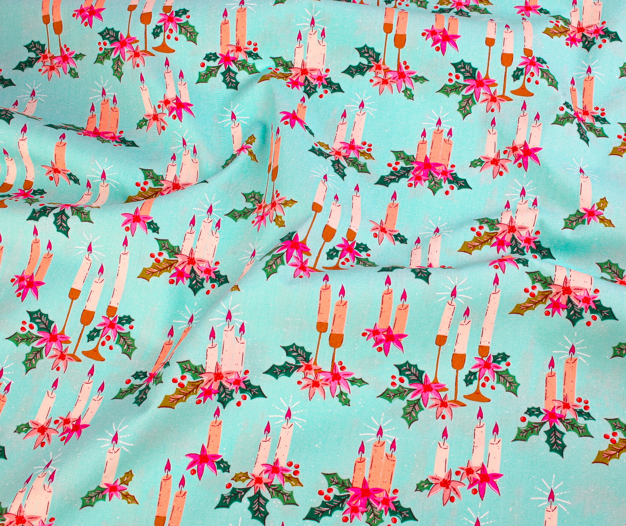 Art Gallery Fabrics - Christmas in Colour: Candles Aqua - Image 2