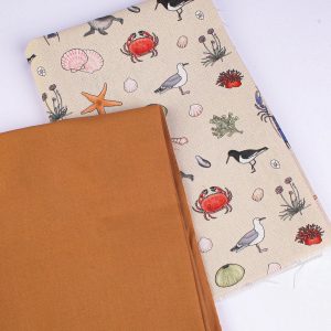 Perfect Pairs! 2 x Fat Quarter Pack - Seaside Stories Linen plus Wide Caramel Cotton