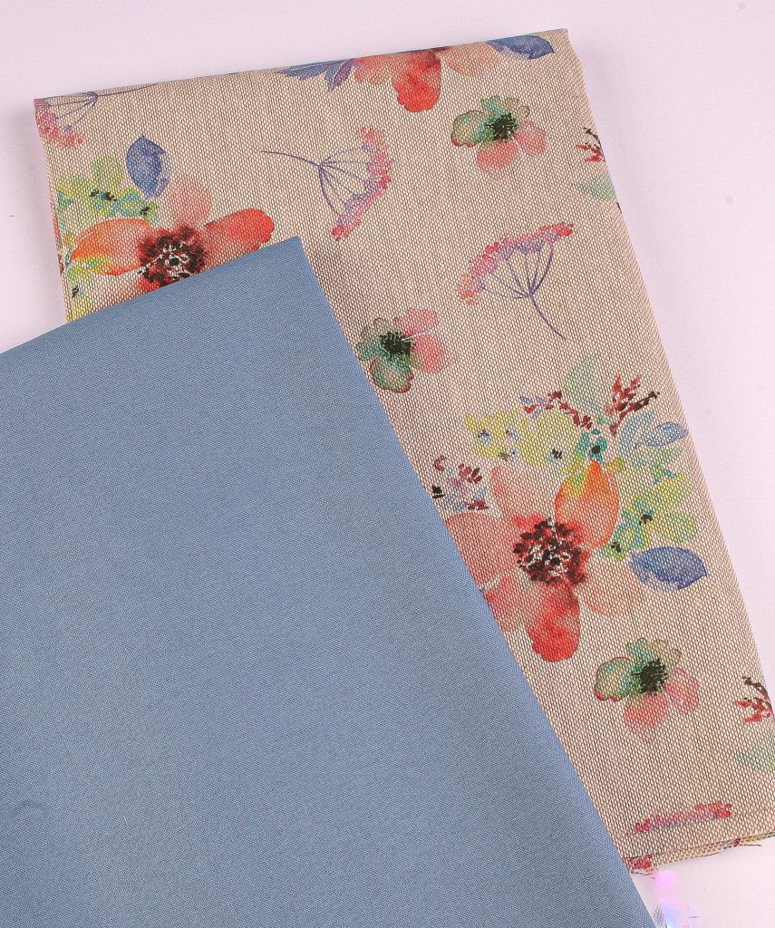 Perfect Pairs! 2 x Fat Quarter Pack - Botanical Flowers Panama plus Denim Blue Cotton
